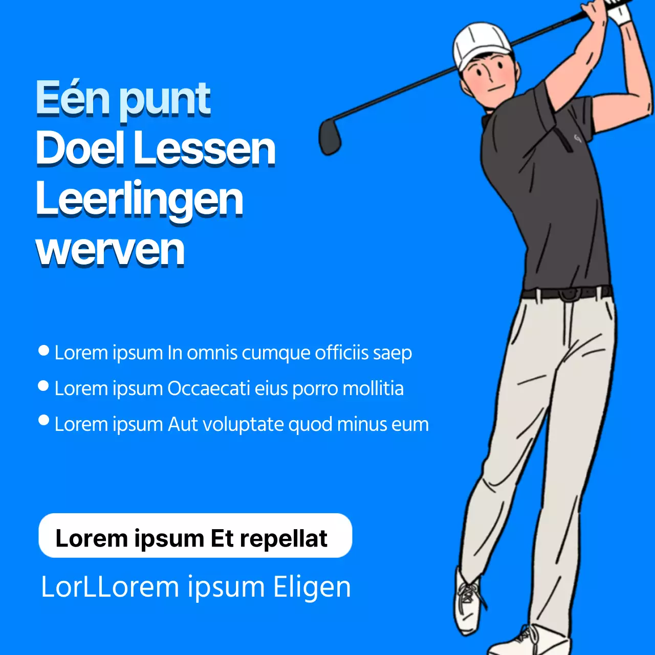 Blauwe schone illustratie golfles werving