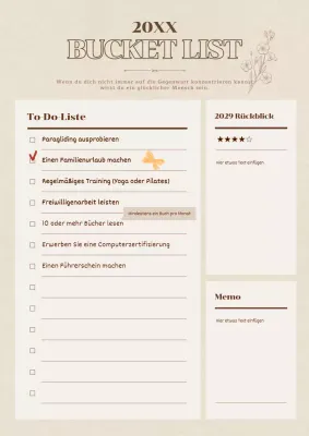 Neujahrsvorsätze in Braun und Pastell