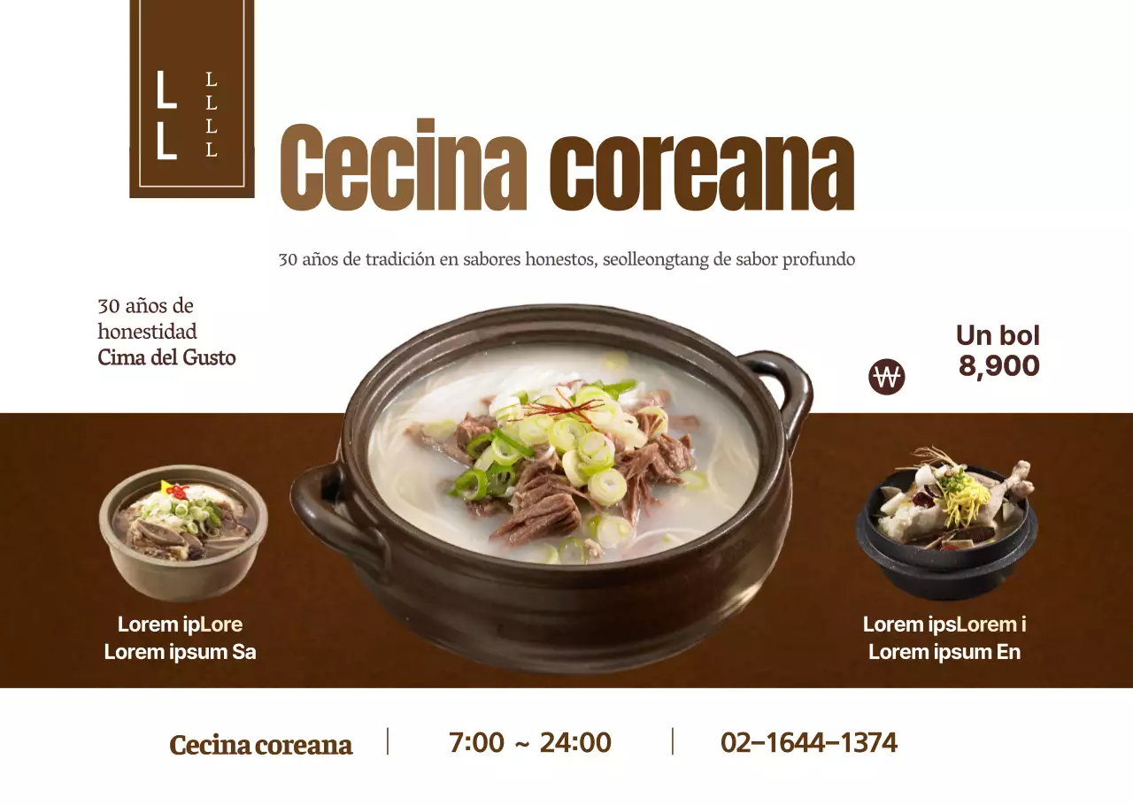 Menú coreano seolleongtang básico