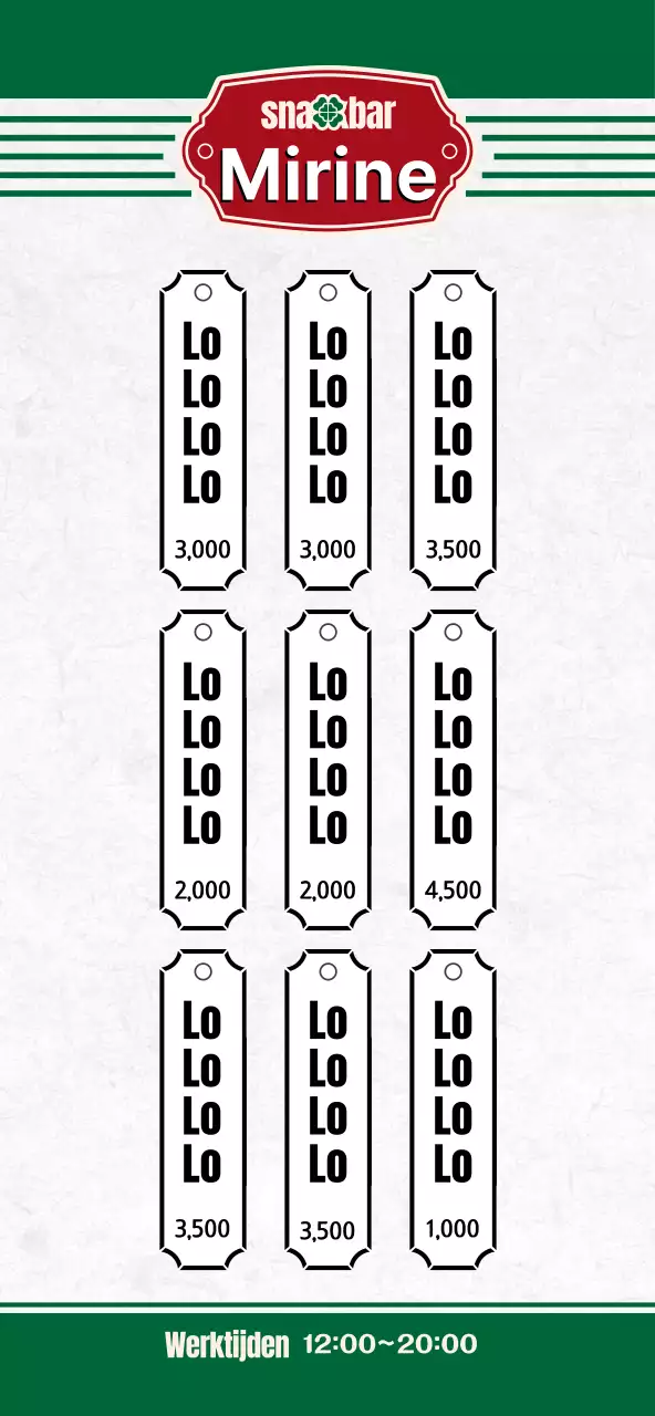Eenvoudig groen en rood concept menubord voor een bentowinkel