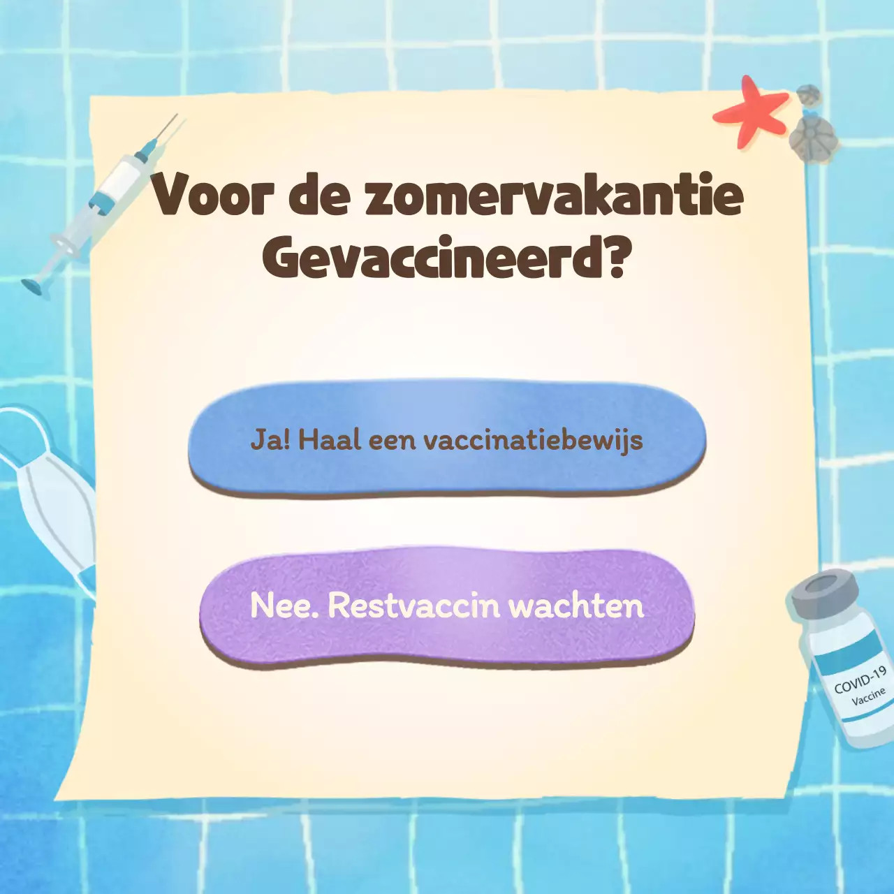 Vakantie type psychologie test met een schattig blauw zwembad concept