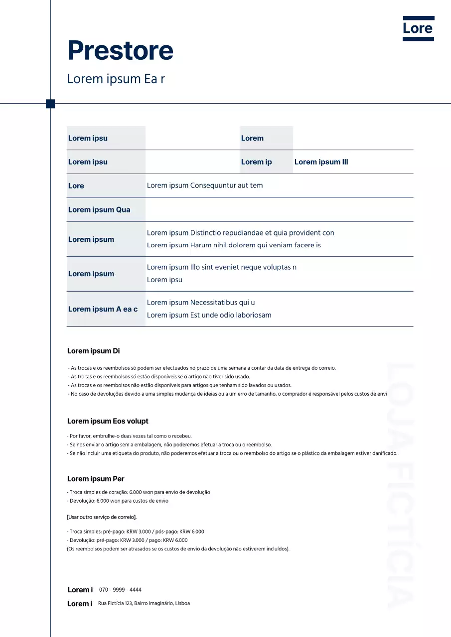 Formato do documento de pedido de devolução do Clean Exchange da Navy Line