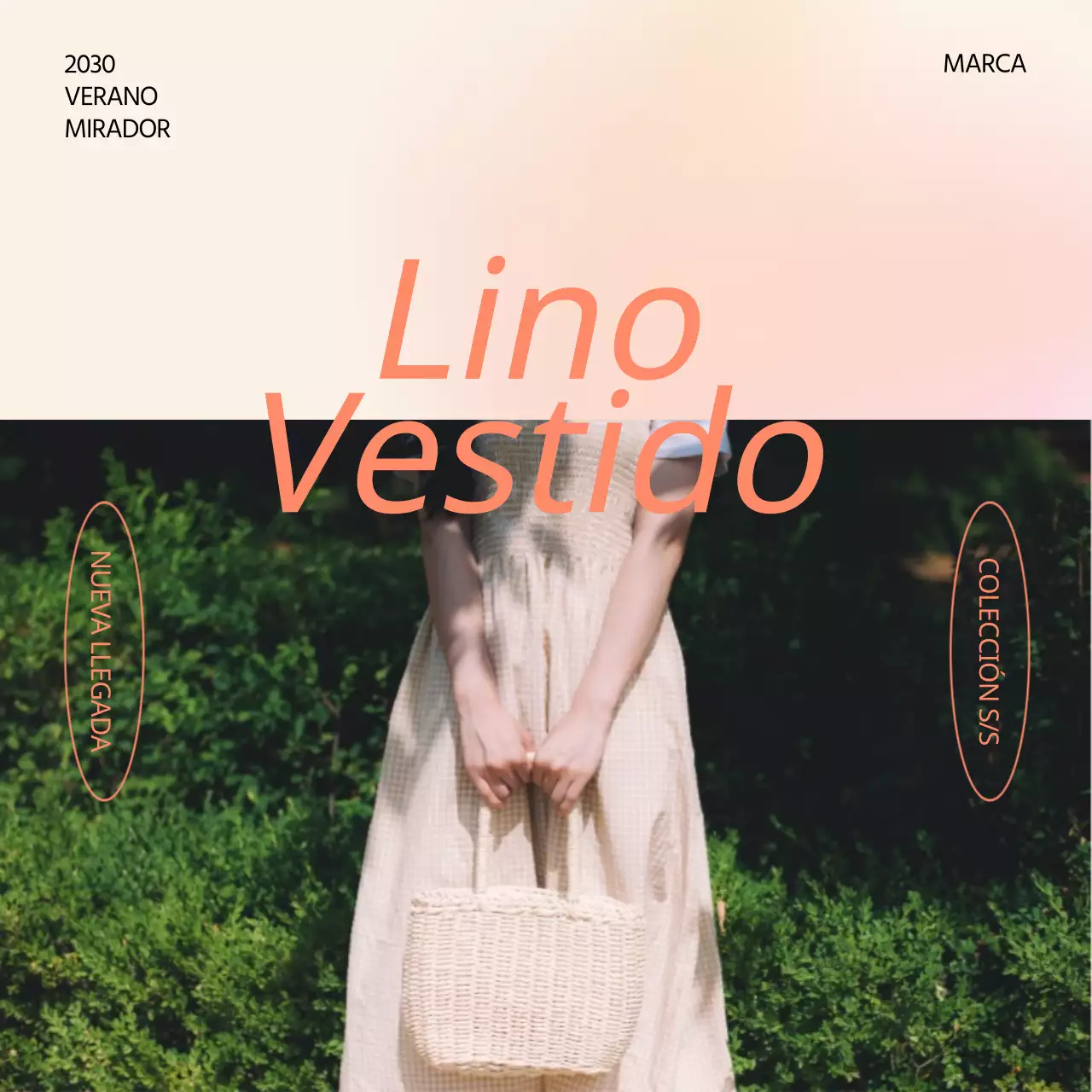 Lookbook del vestido de lino con acento fotográfico en beige