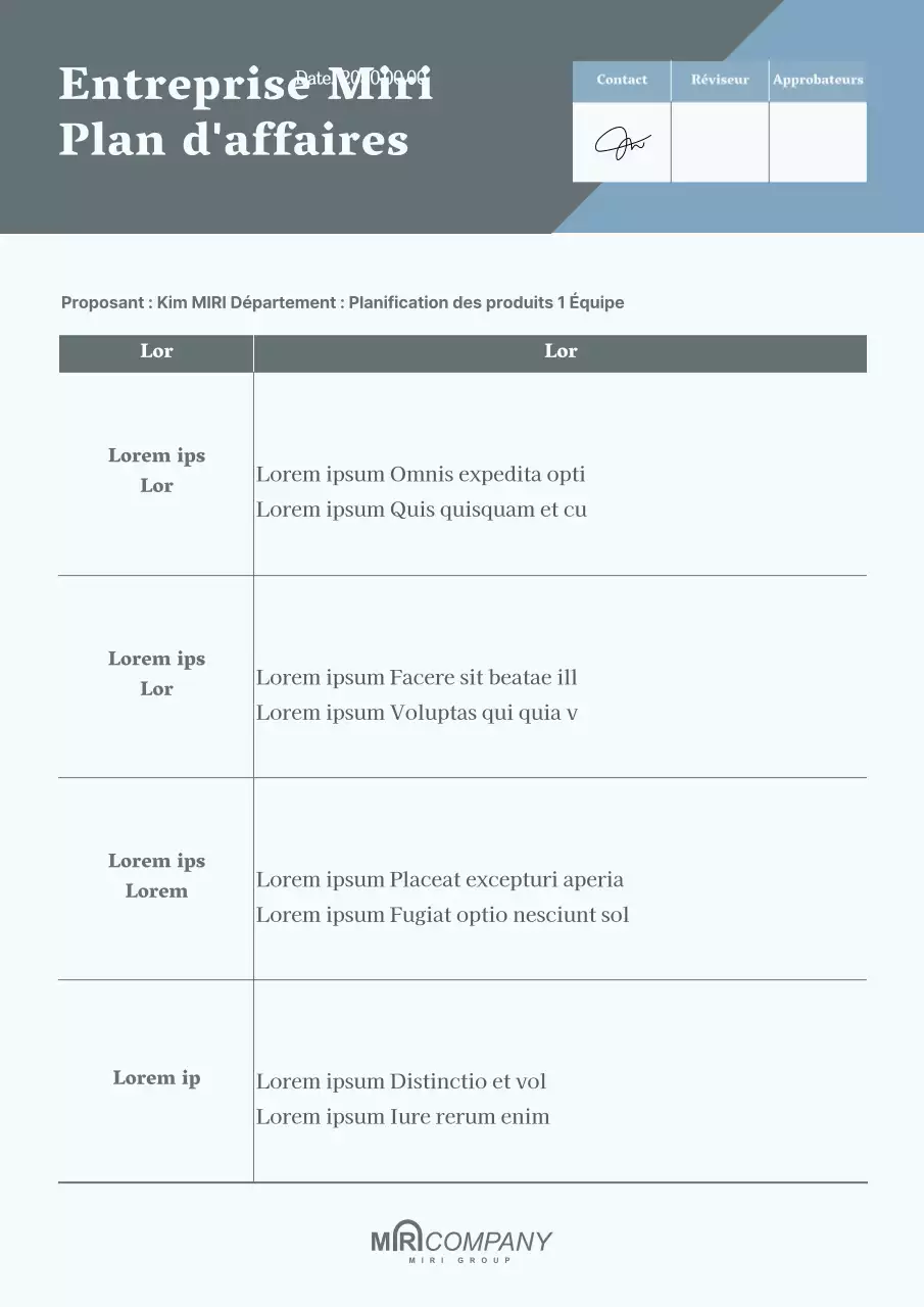 Un briefing de merchandising gris et bleu clair apaisant