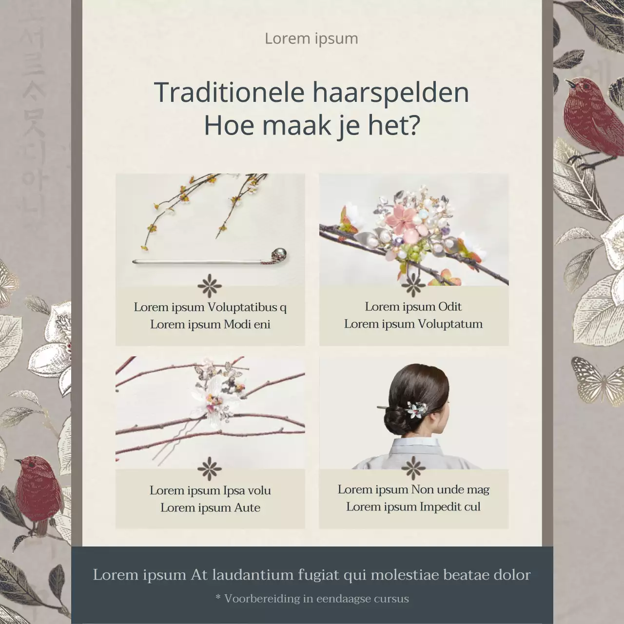 Eendaagse cursus om een traditionele hoofdtooi voor Chinees Nieuwjaar te maken in bruin en marineblauw