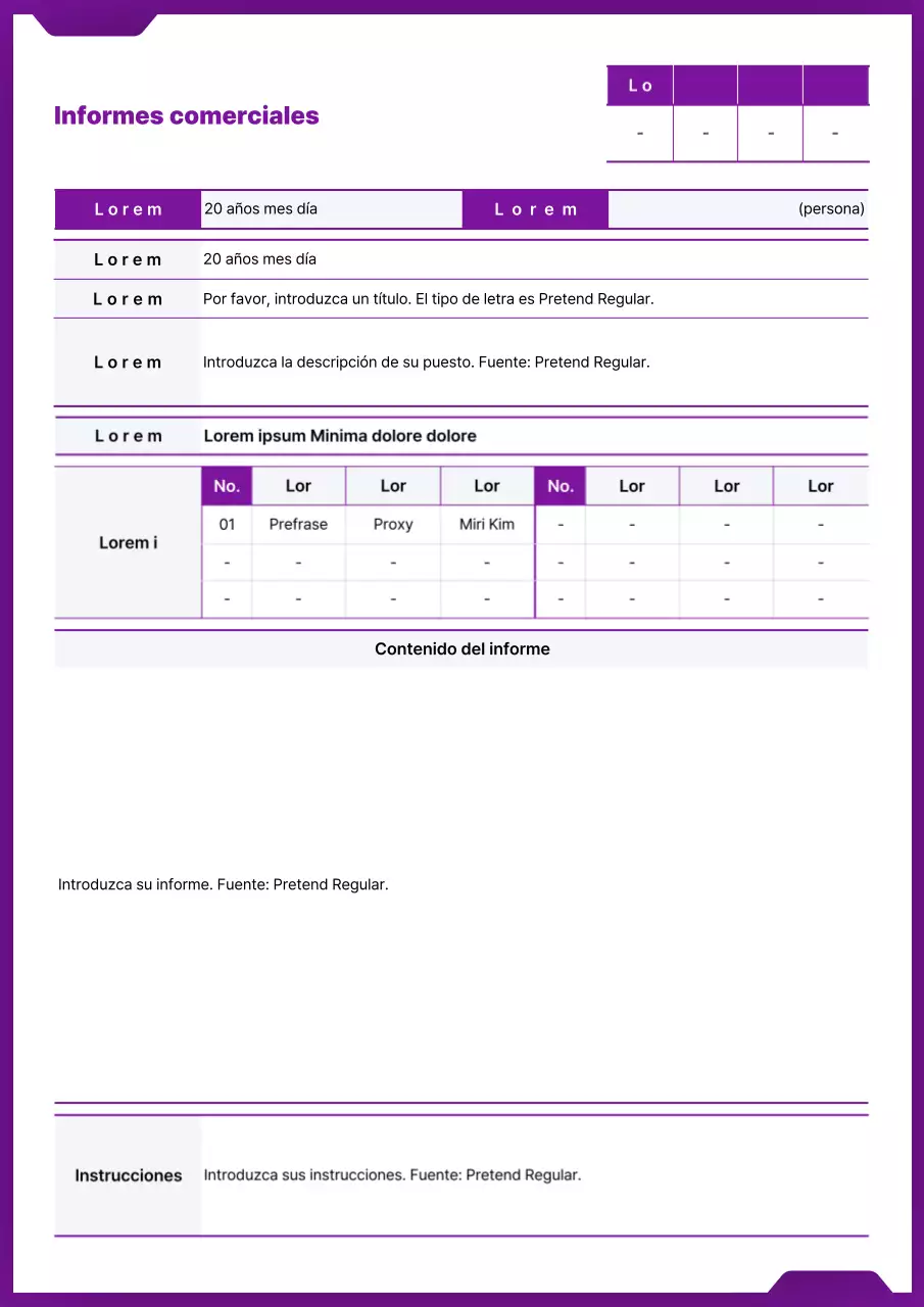 Concepto de archivo simple en informe de trabajo morado y blanco