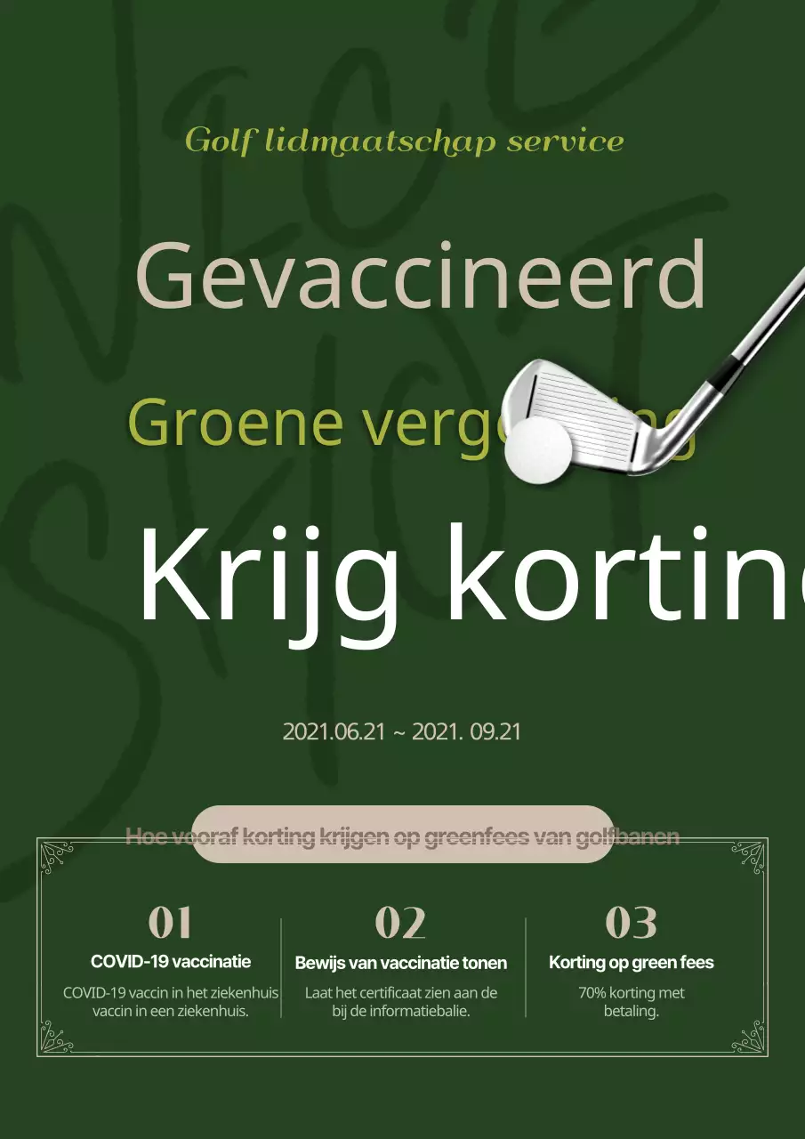 Groene en stijlvolle flyer voor lidmaatschap golfbaan