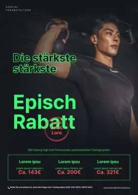 Werben Sie für einen großen Verkauf mit einem schwarz-grün fluoreszierenden Foto von Ihnen, auf dem Sie trainieren