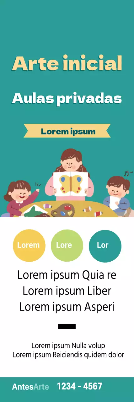 Ilustração turquesa promoção de escola de arte