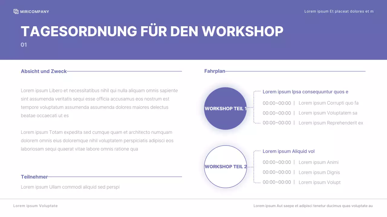 Firmenwerkstatt mit klarem Farbschema in Beerenfärbung