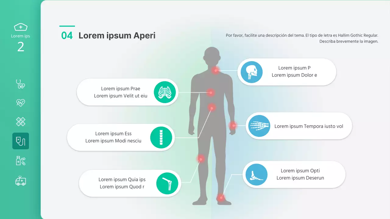 Presentación en clase de enfermería en la que se destacan las ilustraciones verdes