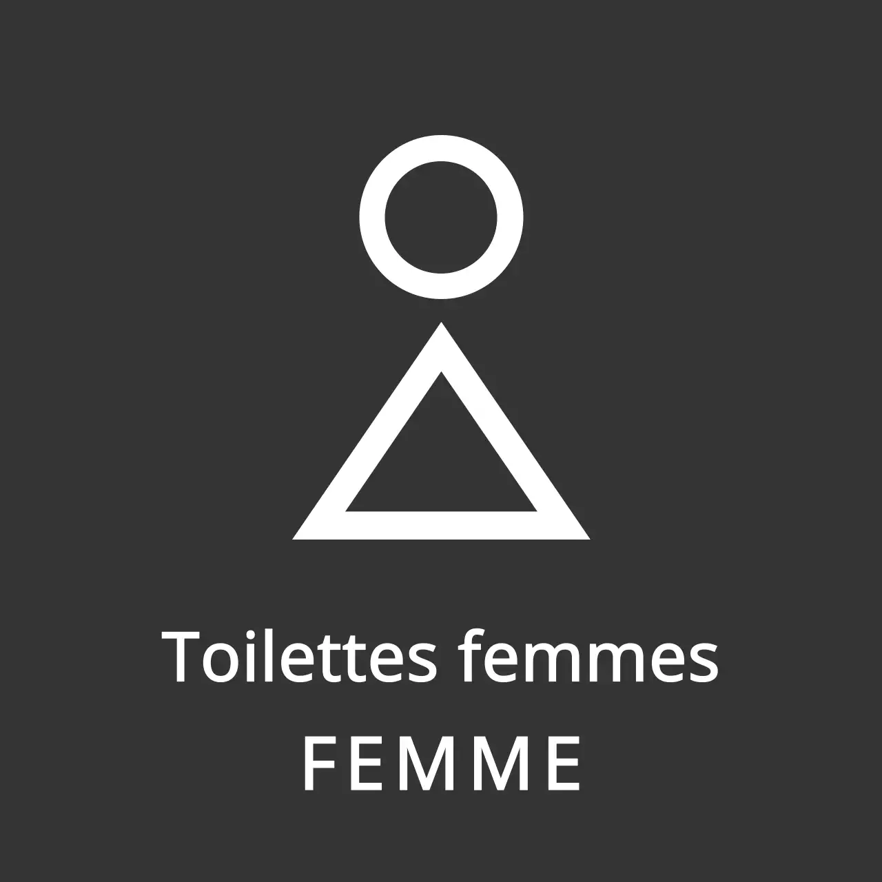 Pictogramme des toilettes en gris foncé et blanc