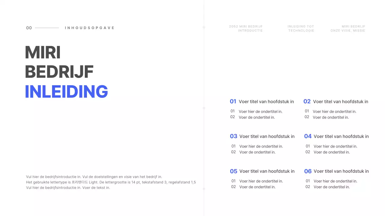 Basislijnconcept in blauw en wit Bedrijfsprofiel