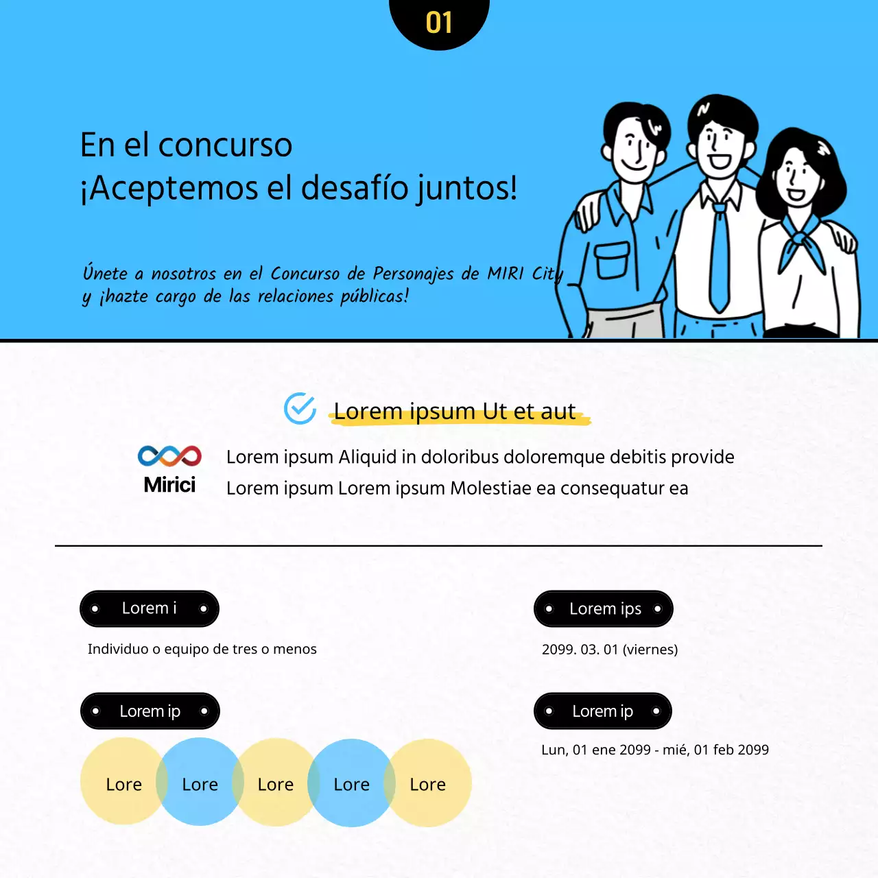 Se buscan miembros para un concurso de ilustración en azul claro y limpio