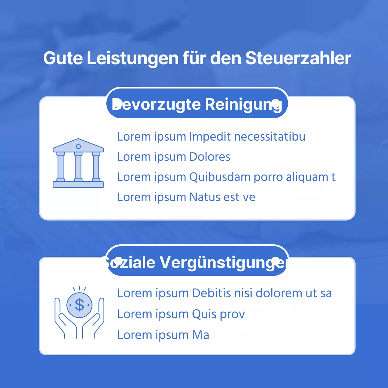Informationen zum Tax Day-Angebot in blau hervorgehobenen, sauberen Illustrationen