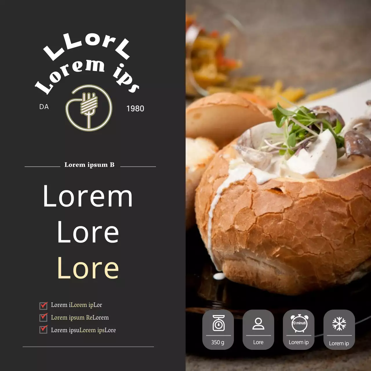 Adesivo nero del kit di pasta del ristorante di lusso