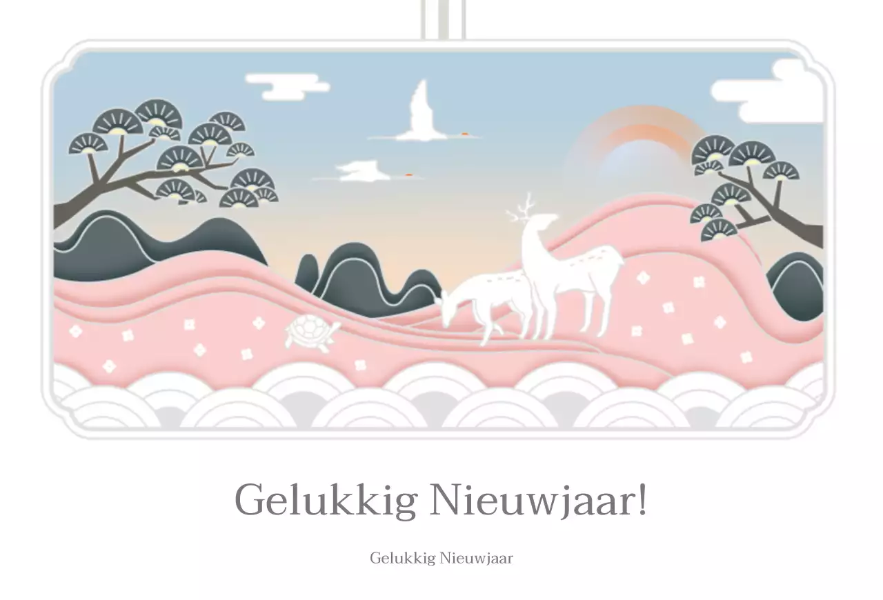 Witte Luxueuze Nieuwjaar Geïllustreerde Groeten Postkaart