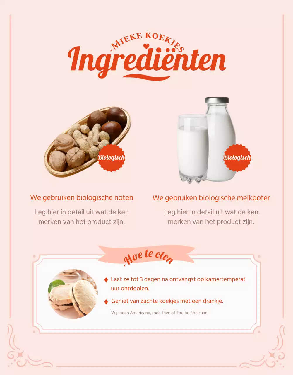 Roze en rode koekjes bestellen