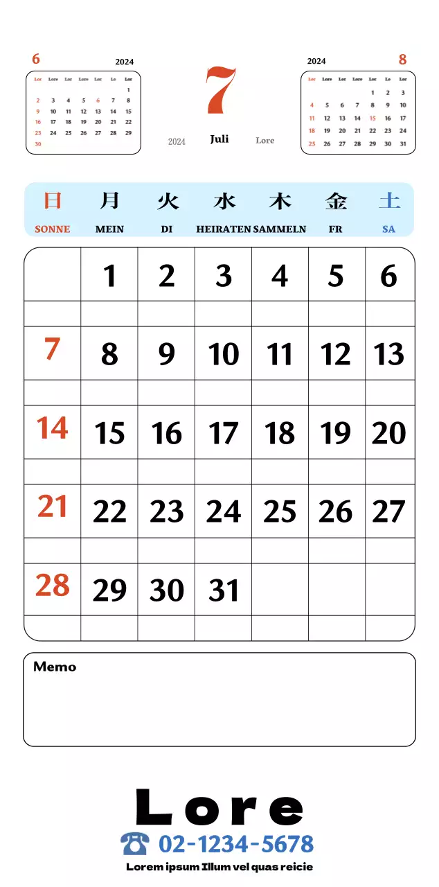 Rote und blaue Retro-Untersetzer Erinnerungskalender