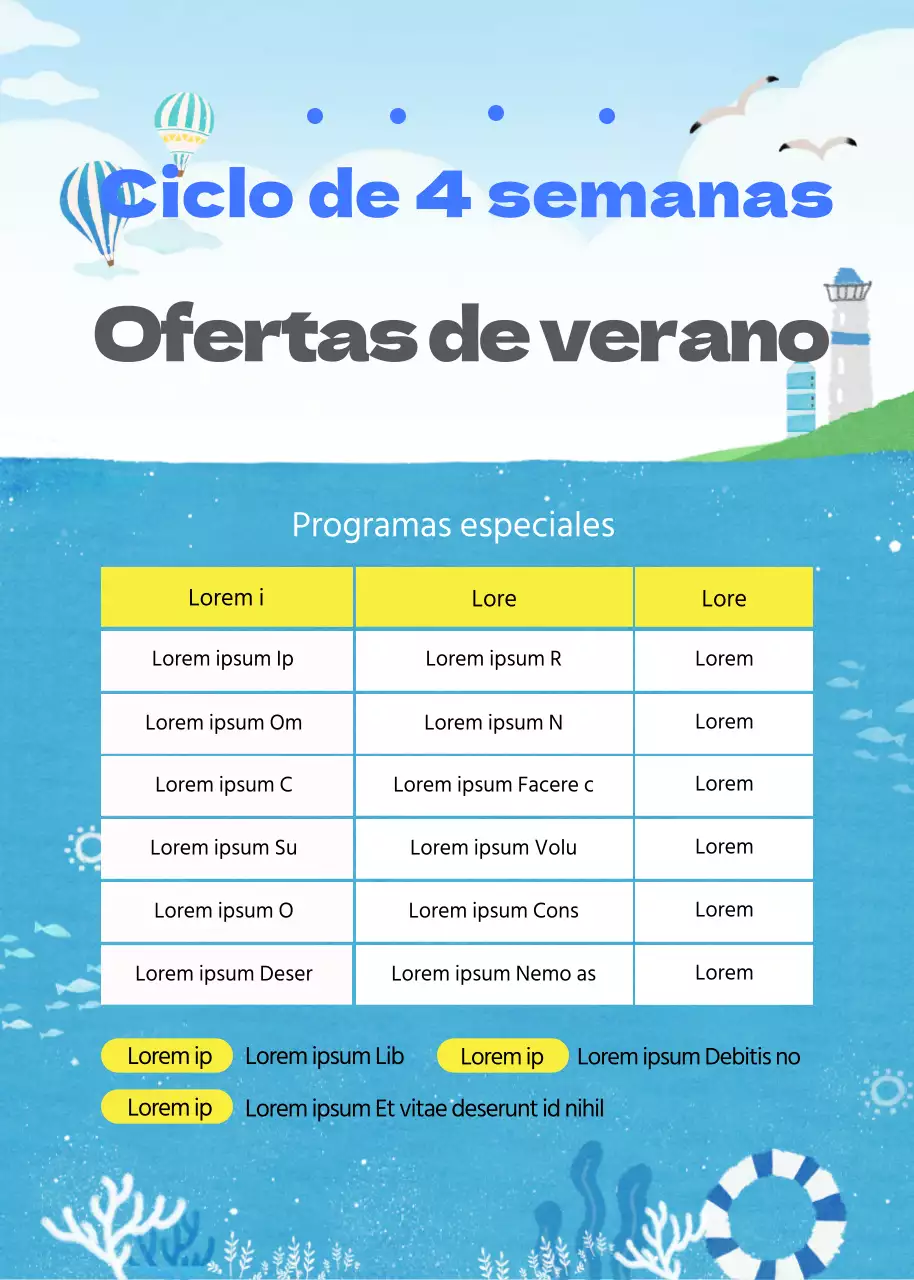 Un cartel azul anunciando un curso de vacaciones de verano