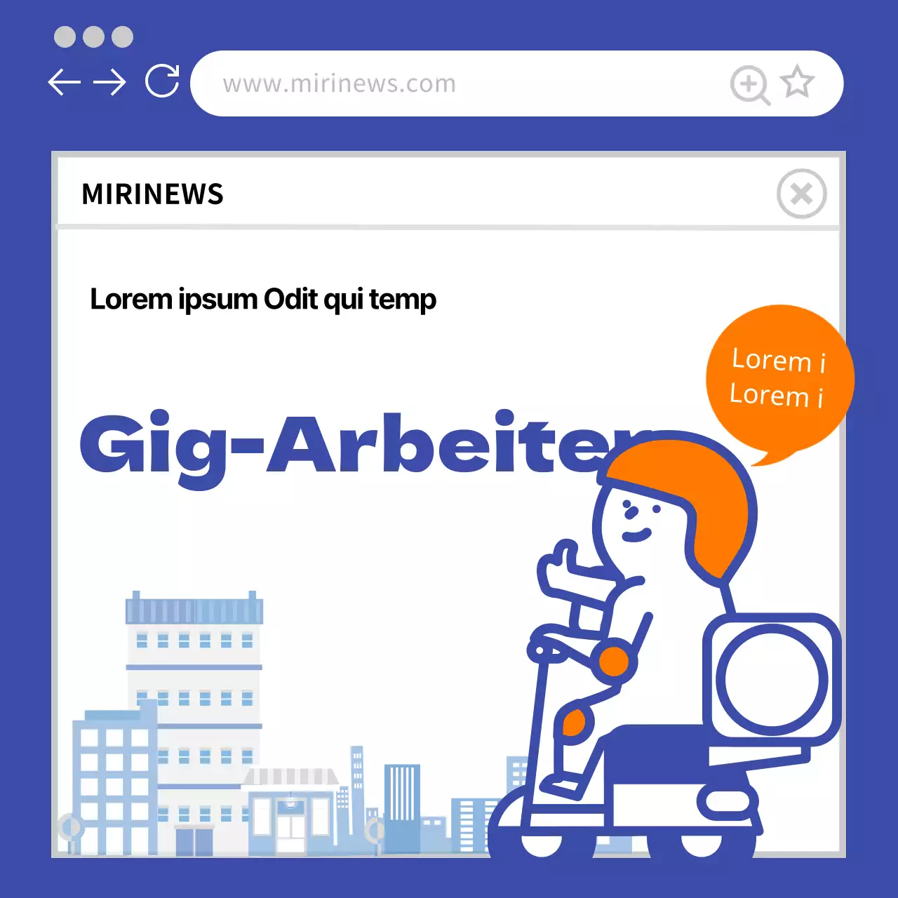 blau orange niedlich illustration geekworker cardnews