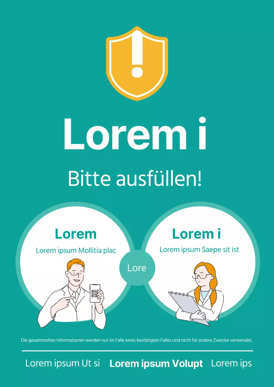 Saubere blaue illustrierte Coronavirus-Etiketten zur Anmeldung