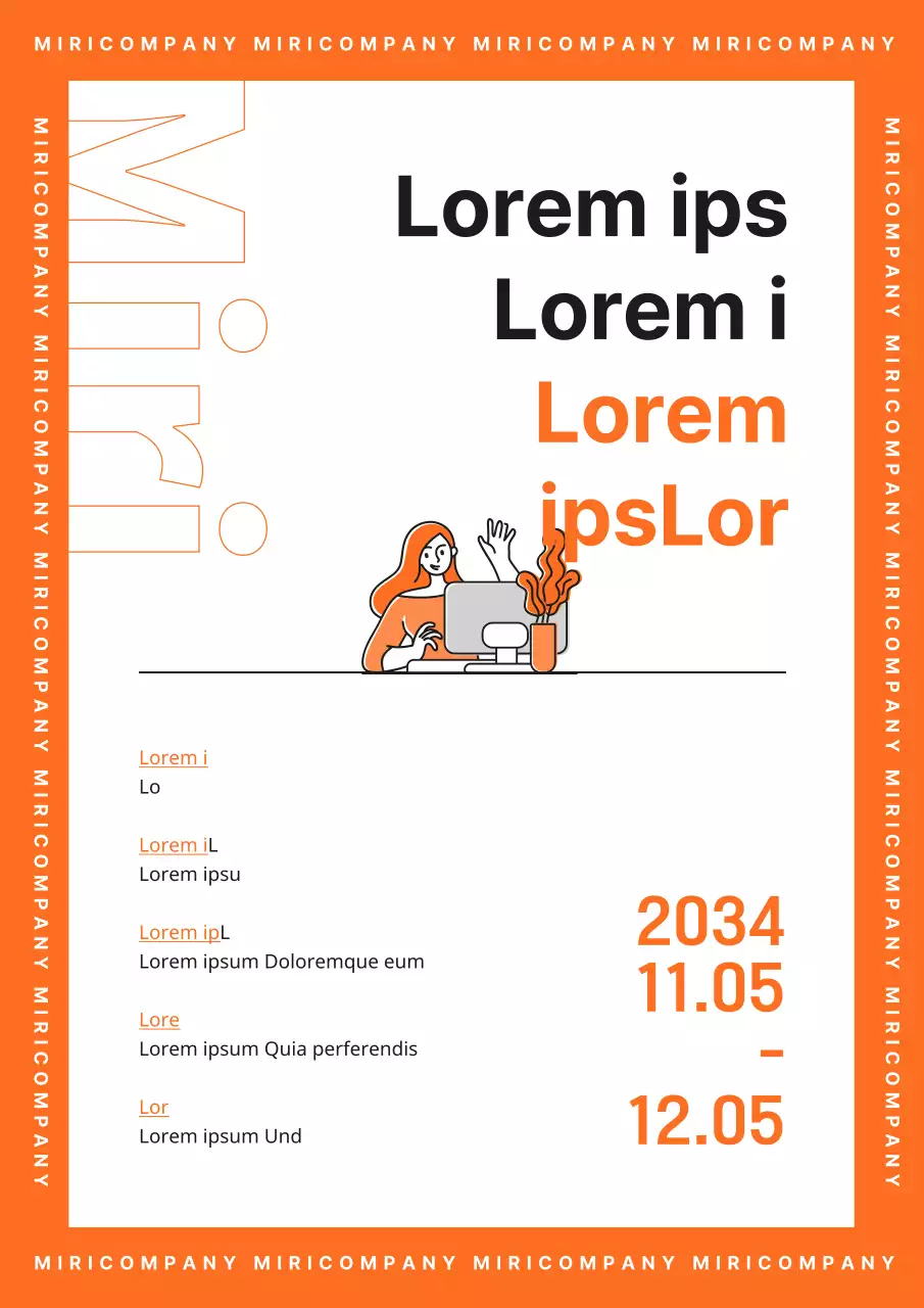 Annonce d'emploi à temps partiel d'assistante de bureau de couleur orange