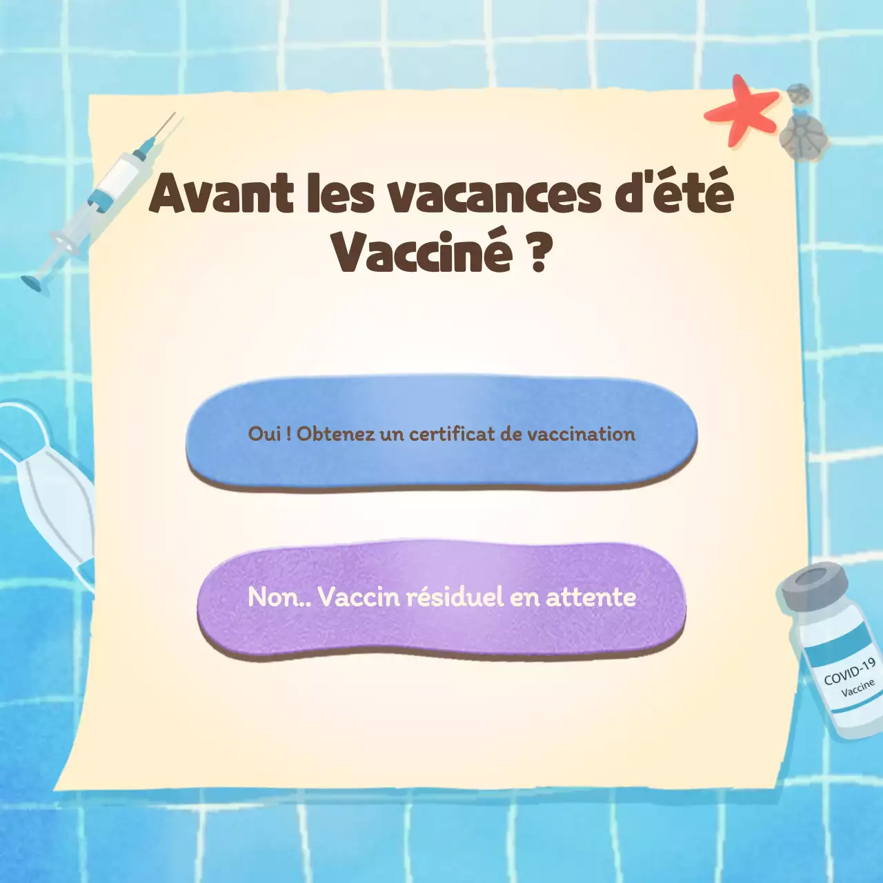 Test psychologique de type vacances avec un joli concept de piscine bleue