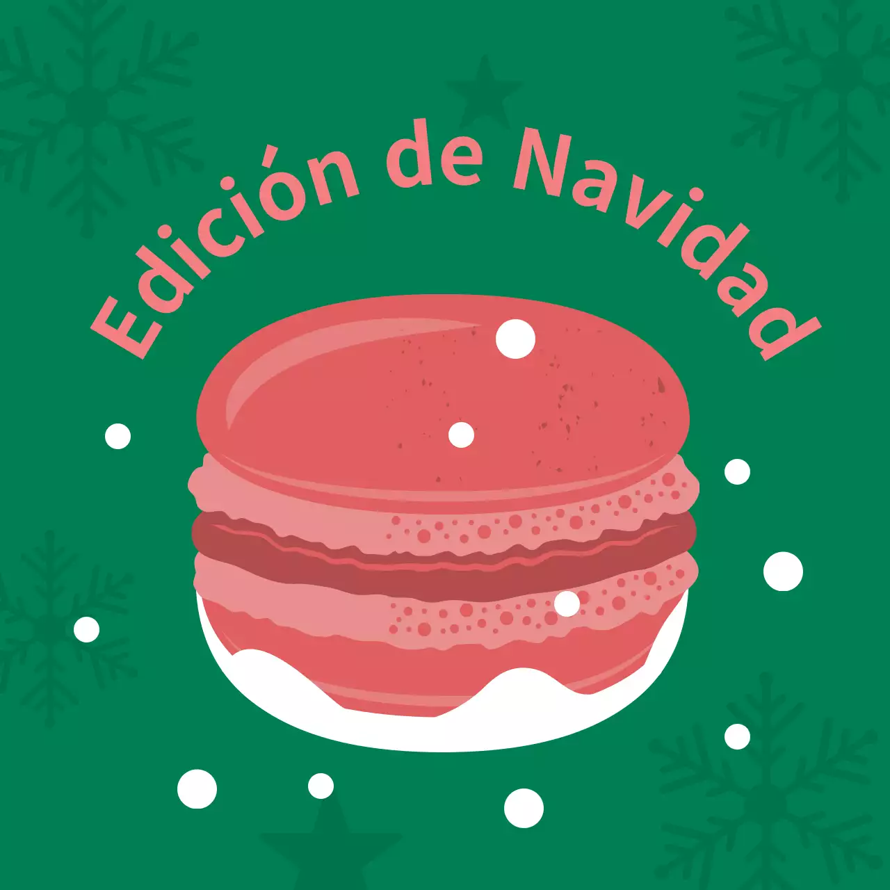 Rosa verde ilustración lindo navidad café postre macaron etiqueta