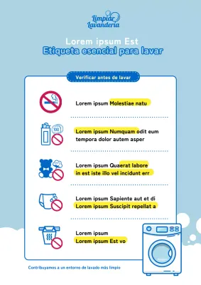 Señalización azul y azul claro de lavandería autoservicio