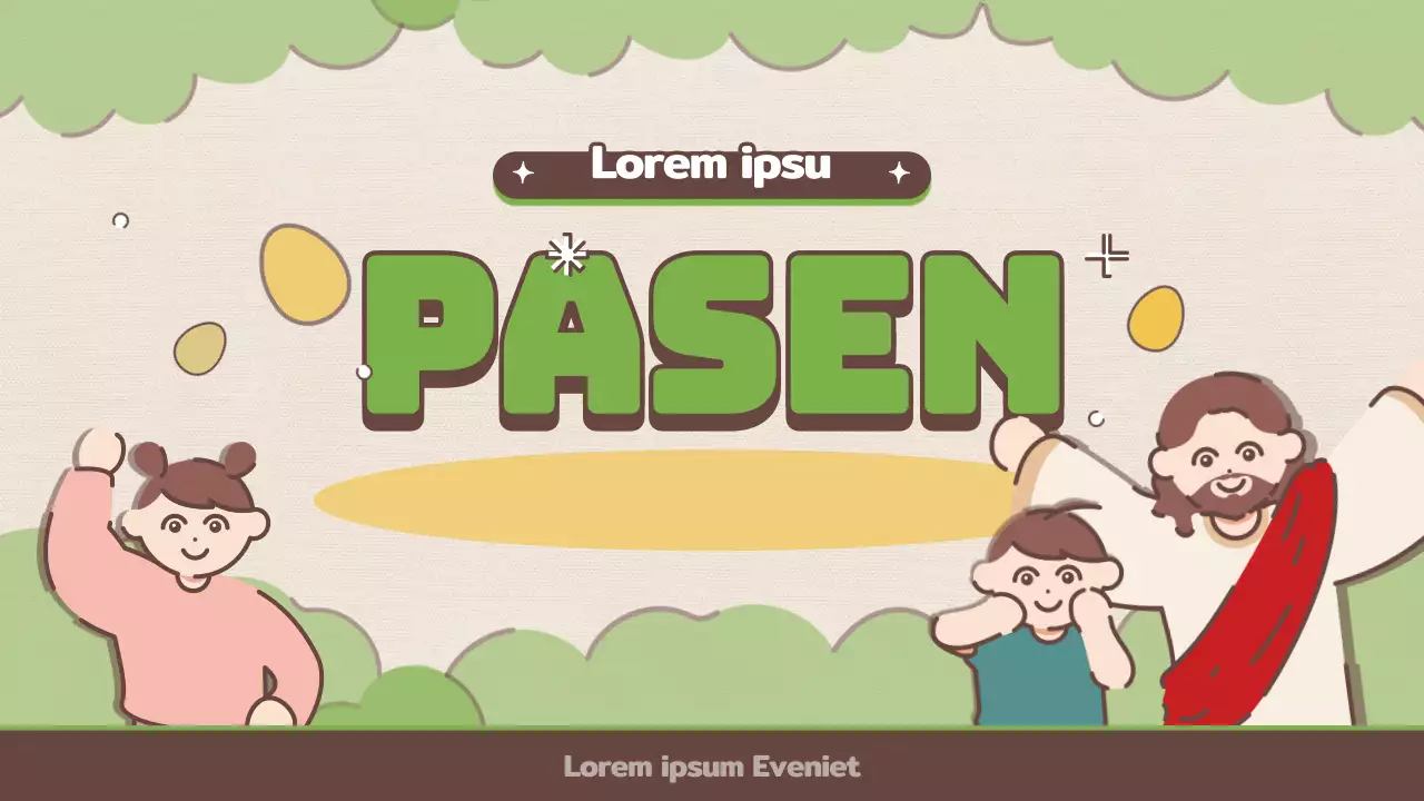 Schattig concept kinderrijmpje voor Pasen in bruin en groen