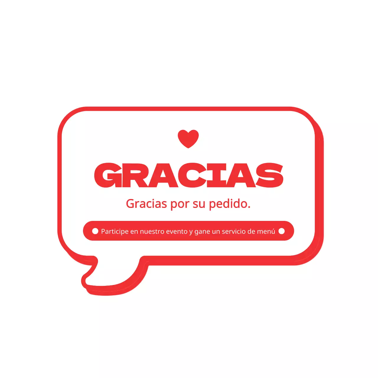 Bonito globo de diálogo en rojo y blanco para dar las gracias