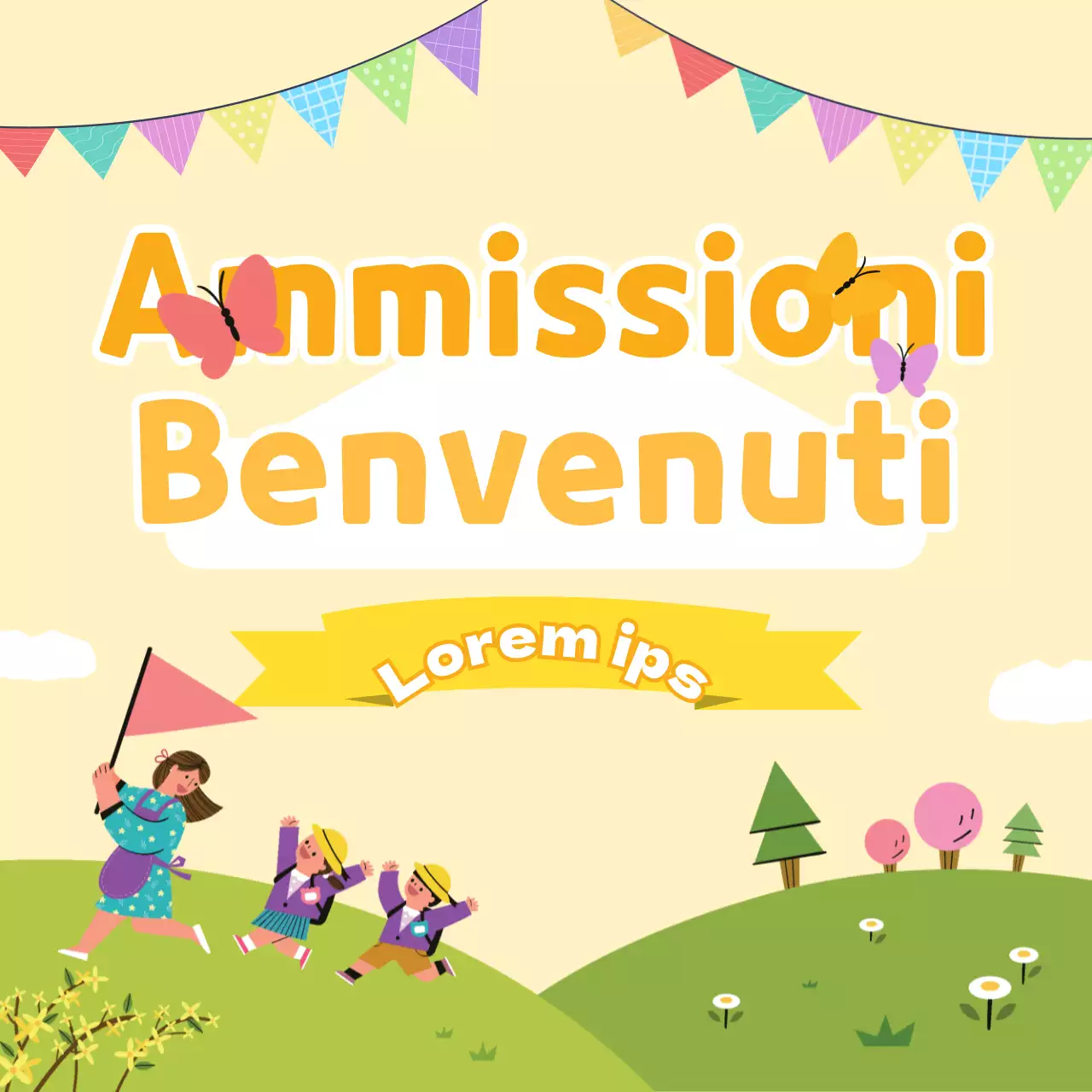 Bambini carini e benvenuti con sfondo giallo brillante