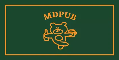 Guirlande verte avec bordure jaune représentant un ours en peluche tenant une bouteille d'alcool.