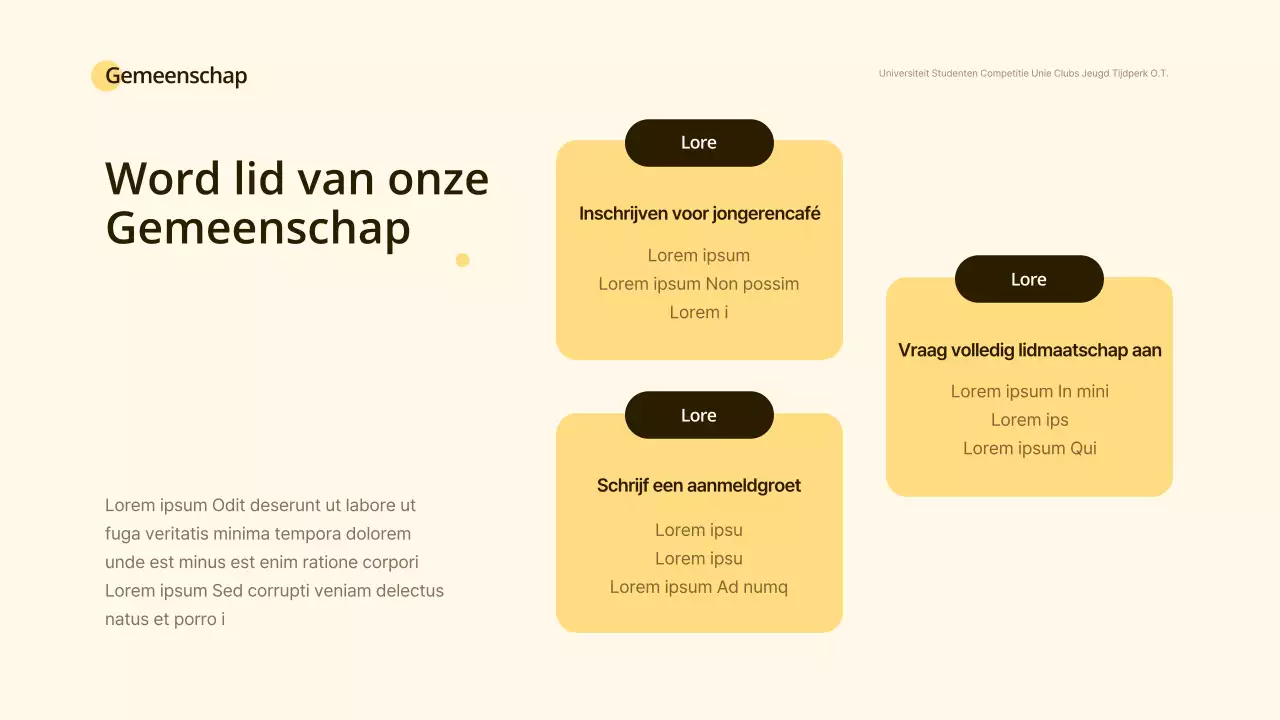Geel Wit Glimlach Concept Club Oriëntatie
