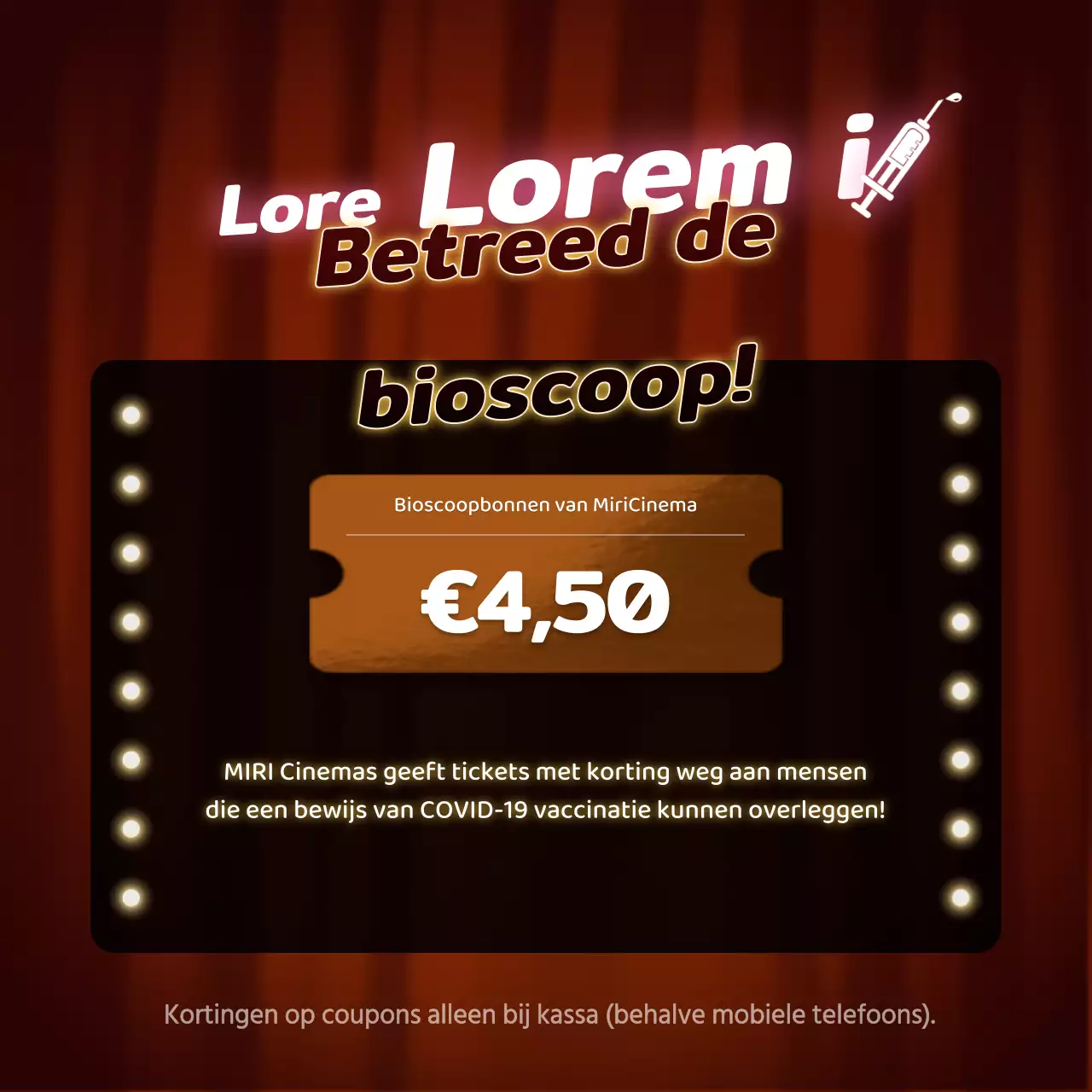 Neon bioscoopevenement in rood en oranje