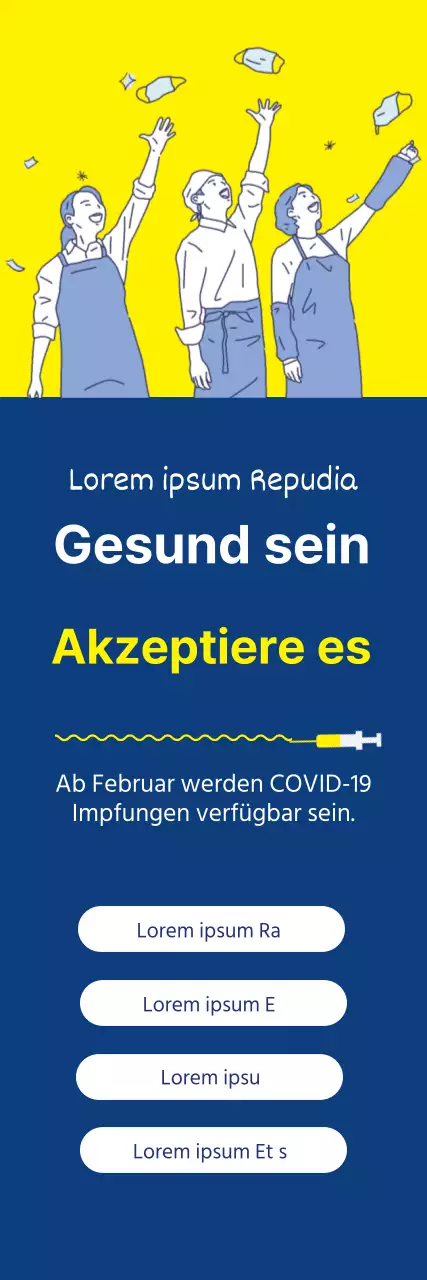 gelb marineblau illustration sauber corona impfstoff