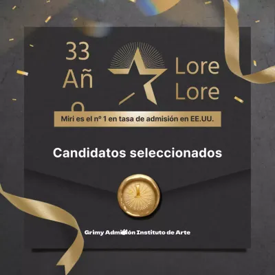 Glamour negro y dorado y temática de sobres de lujo con un concepto de lista de admitidos en una universidad de EE.UU.
