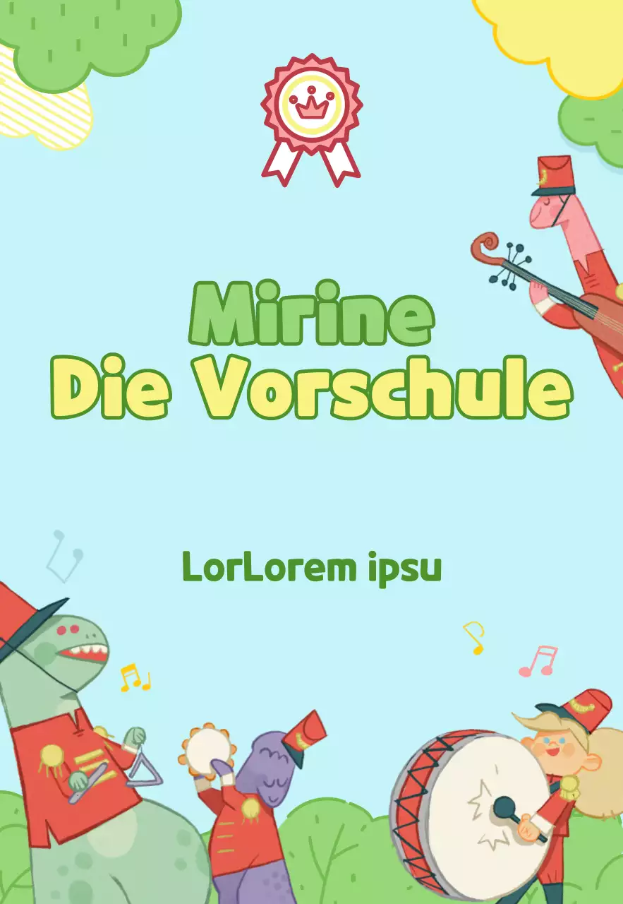 Niedlich illustriertes Kinderzimmer in Hellblau und Chartreuse