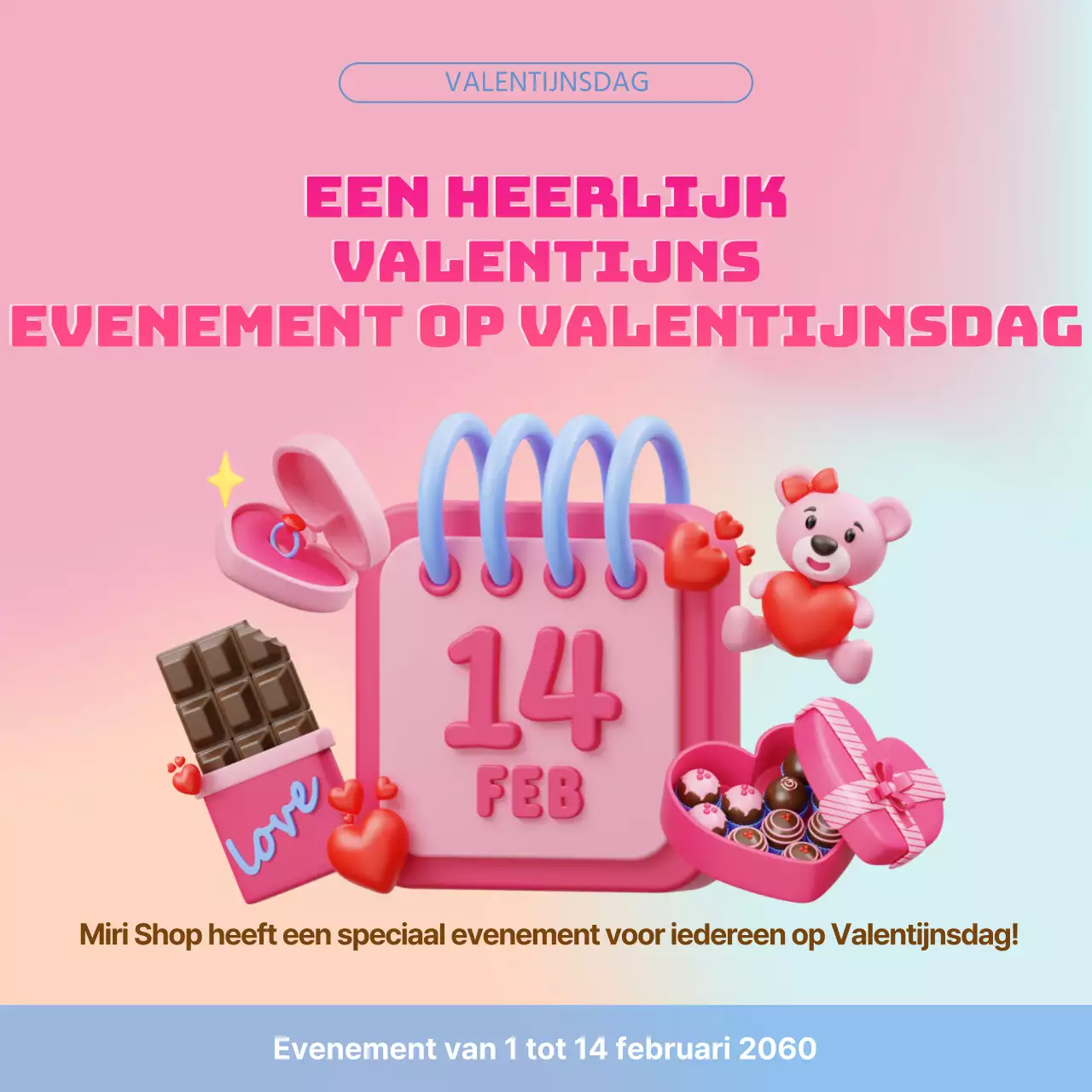 3D Valentijnsdag in roze