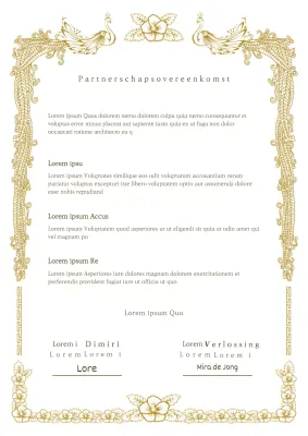 Overeenkomst in gouden sierlijst concept