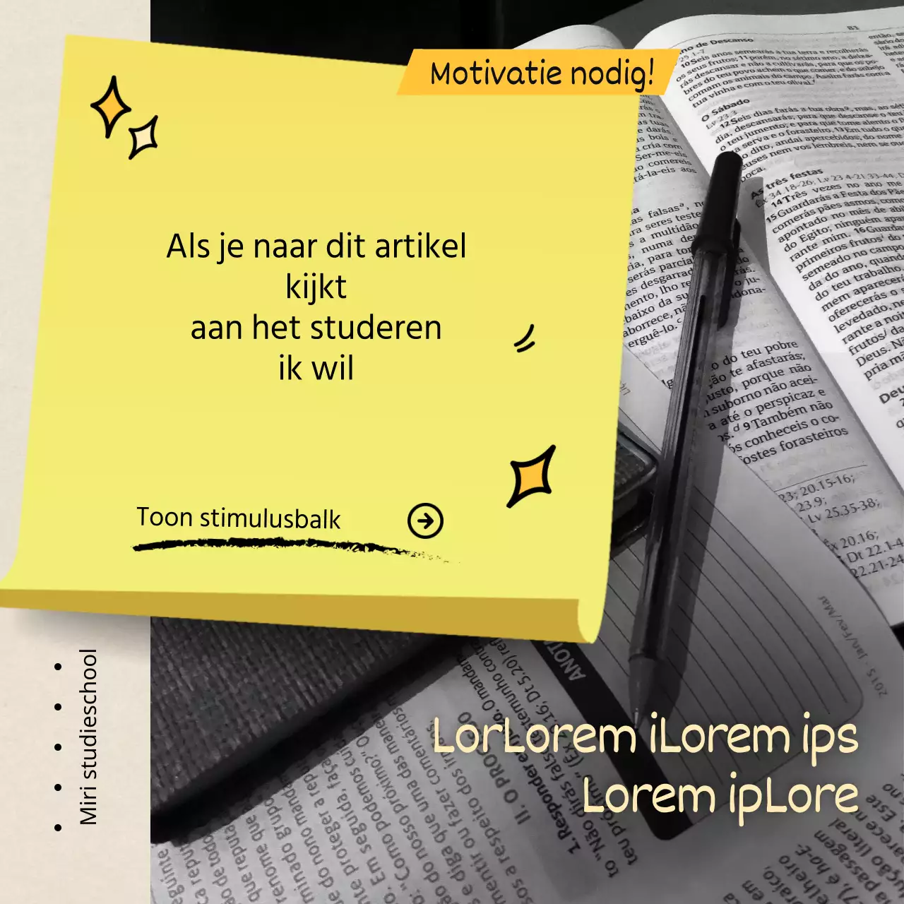 Een eenvoudige gele, zwarte en witte verzameling studieaanwijzingen