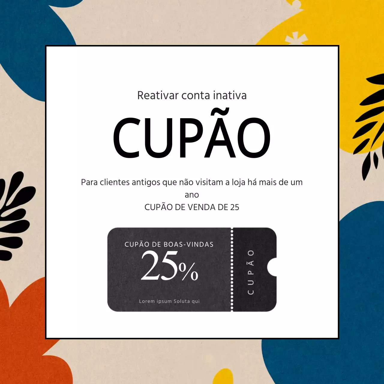 Cupões de contas inactivas