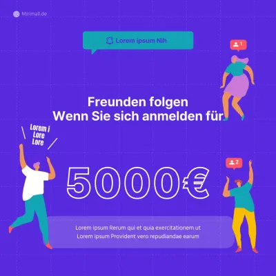 Illustration einer Person mit einem blau-türkis karierten Hintergrund Freunde einladen Veranstaltung teilnehmen