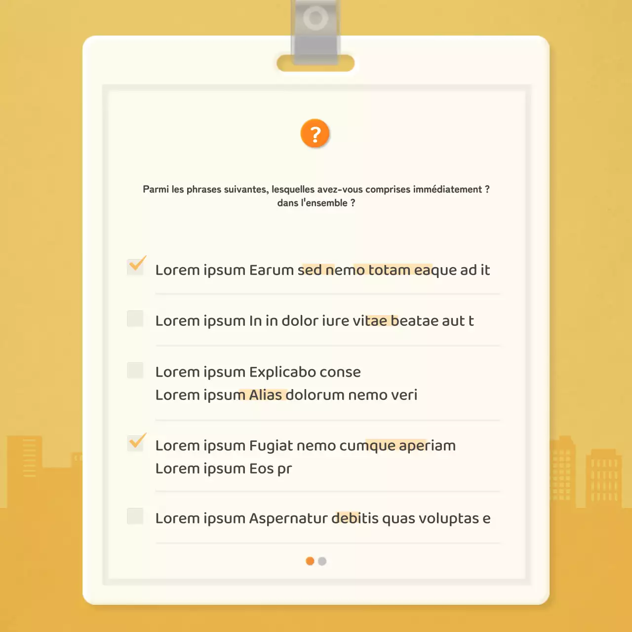 Liste de contrôle pour les travailleurs avec carte d'employé orange