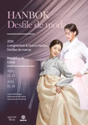 Elegante Hanbok Morado Promoción del desfile de moda