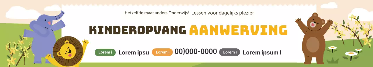 Gele illustratie schattige kleuterschool wervingspromotie