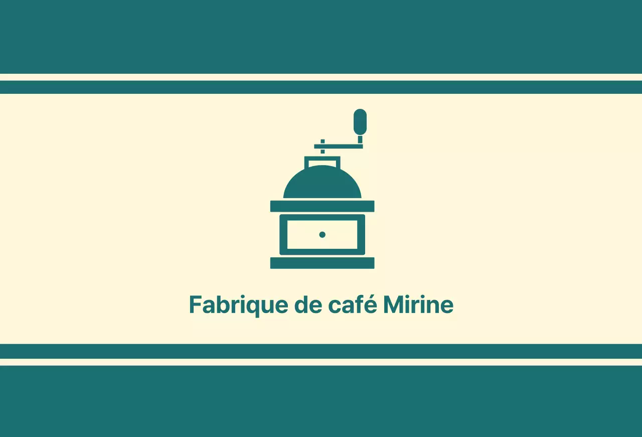 Café balsa avec une ligne turquoise représentant un moulin à café