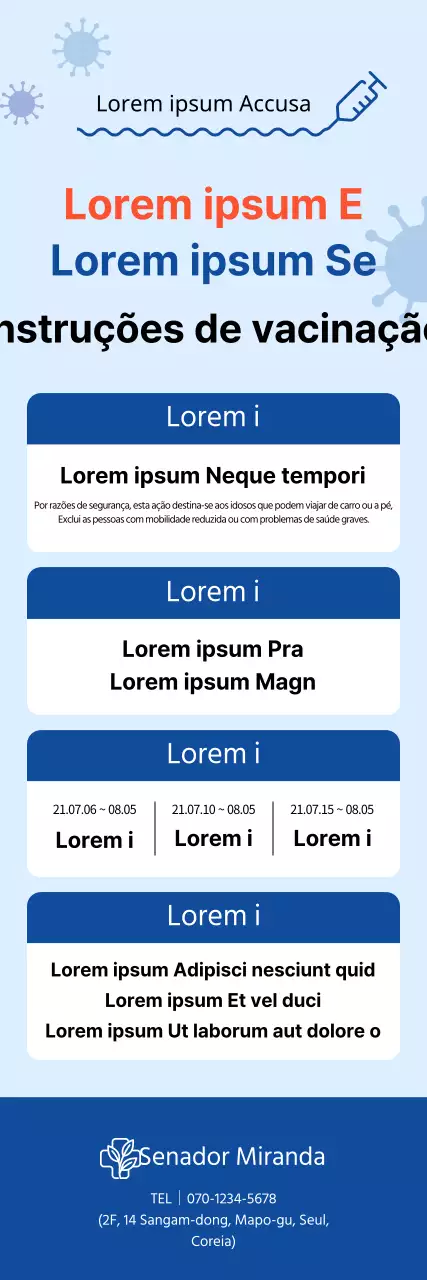 X-banner da vacinação contra o coronavírus com tabulações azuis
