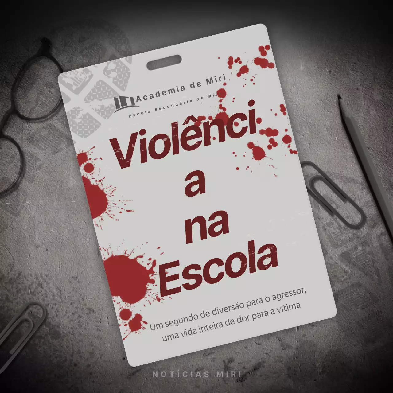 violência escolar em cinzento e vermelho